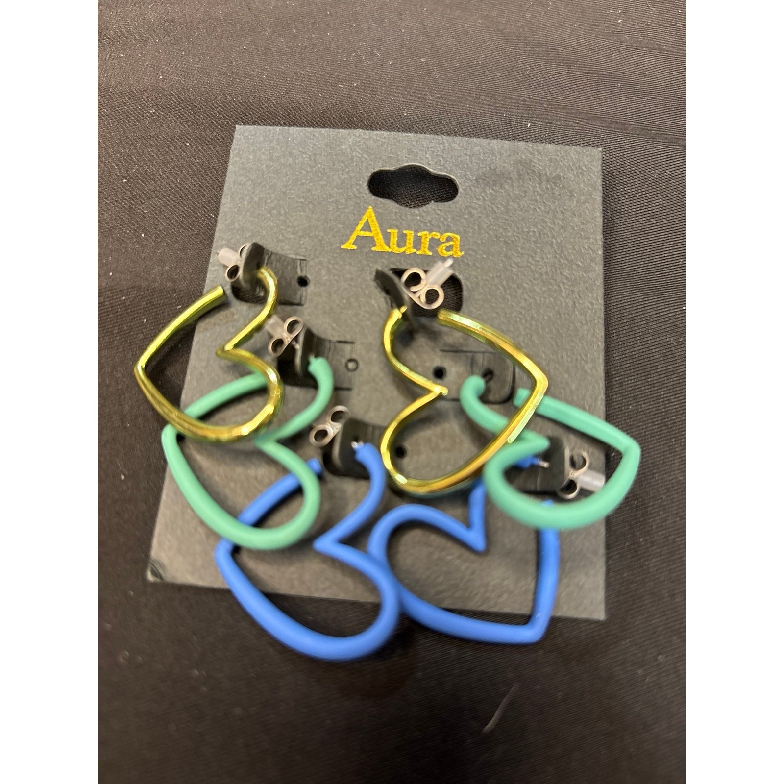 Heart-Shaped Hoop Earrings 3 Pairs